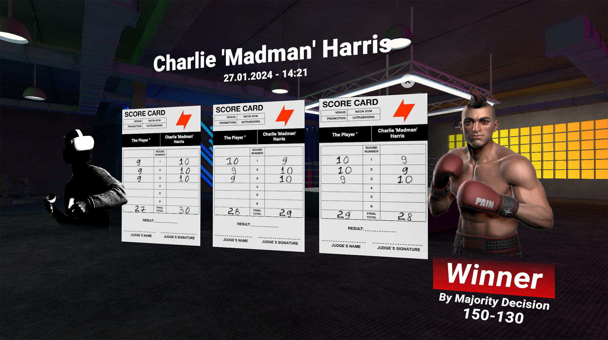 UltraBoxing VR Match Results